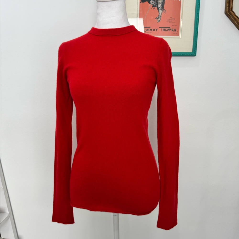 J.Crew 100% Cashmere Red Mock Neck Sweater | Italian Yarn | Size S - Picture 5 of 5